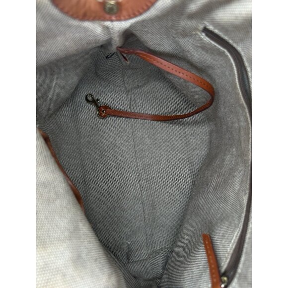 DAMAGED Dooney & Bourke Ostrich Domed Leather Satchel Cognac Handbag - Picture 8 of 11